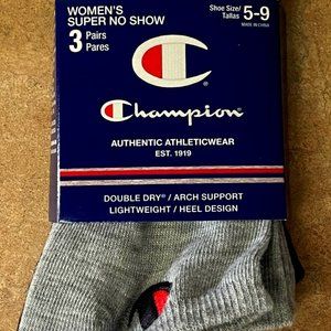 Champion® Women's Super no show socks. 3 pair deal